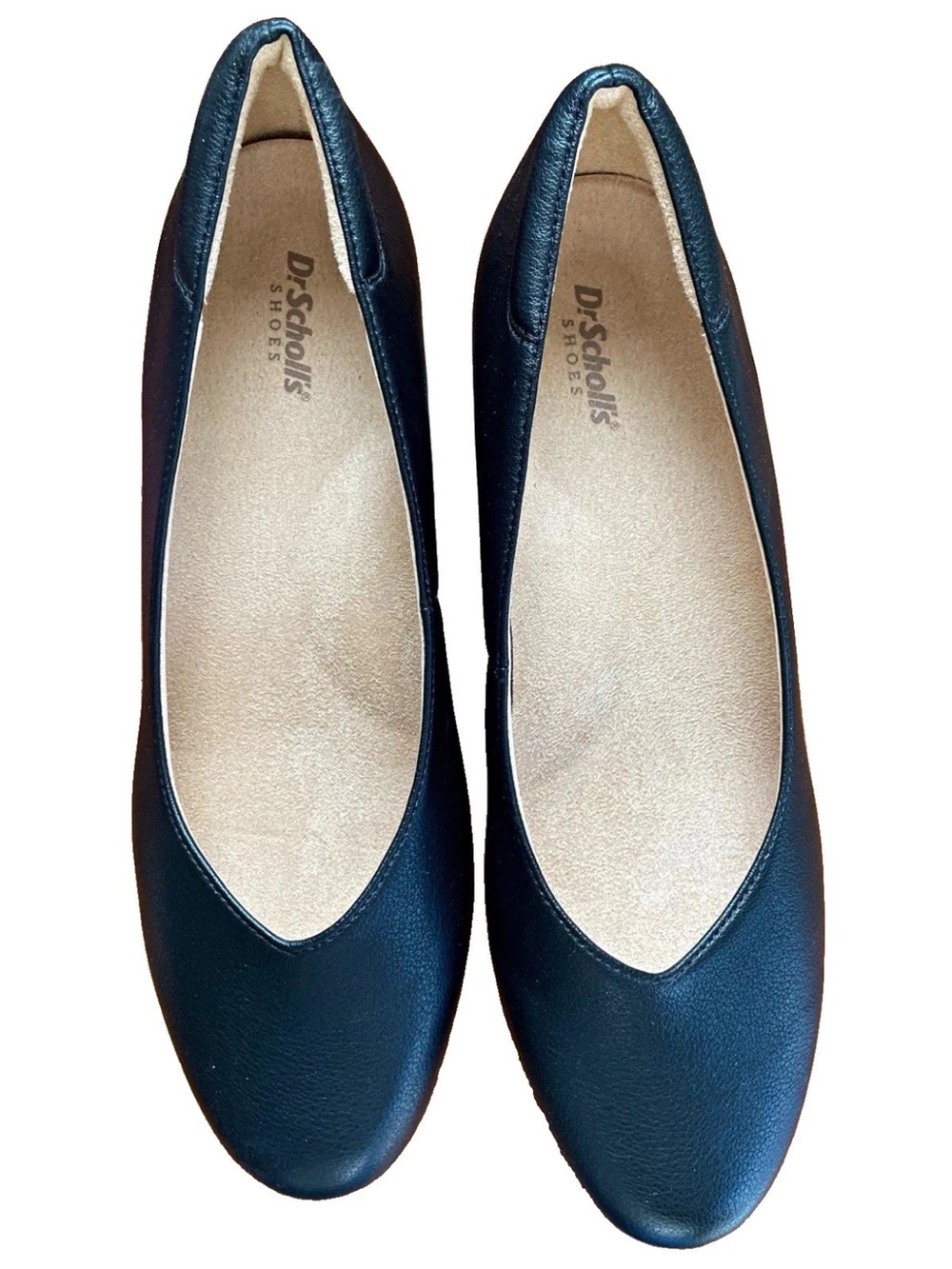 Dr. Scholl's Be Ready, Black Leather Rounded Toe Wedge Pumps Career
